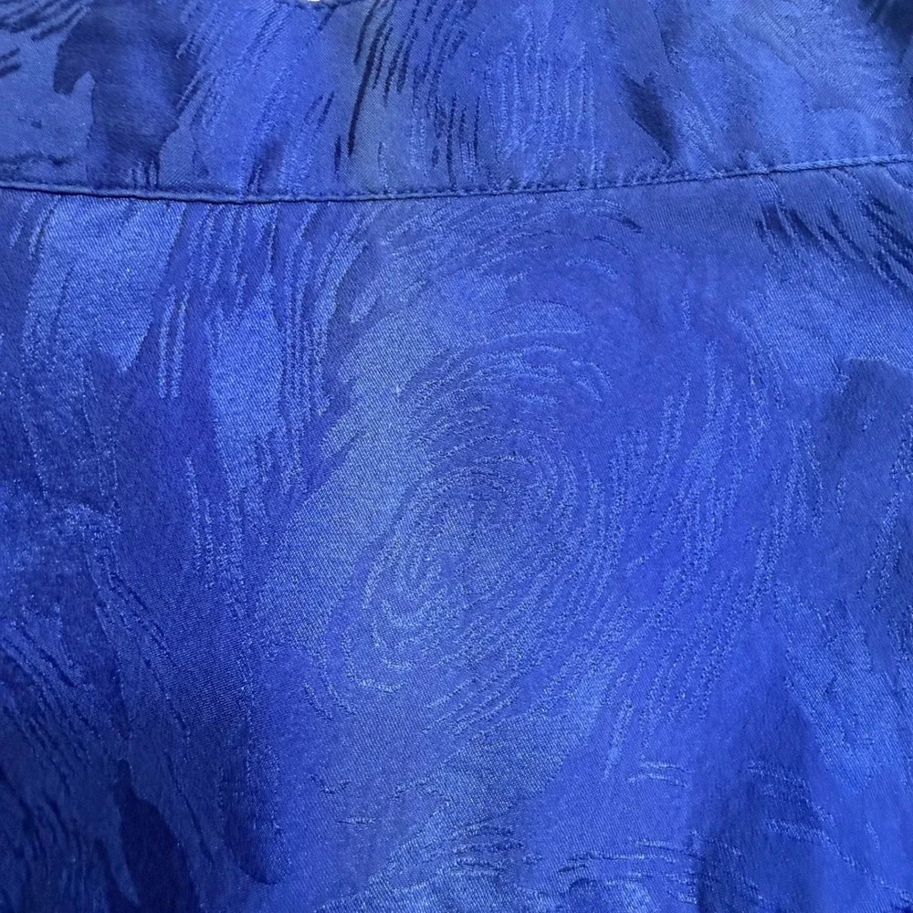 Vintage Argenti Silk Skirt 8 Cobalt Blue Jacquard Pleated Button Front Midi